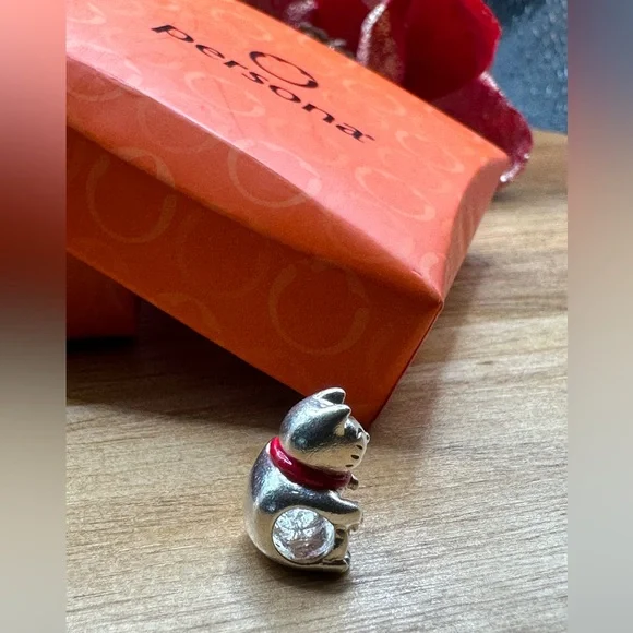 Chinese lucky cat charm (sterling silver) - Picture 2 of 9